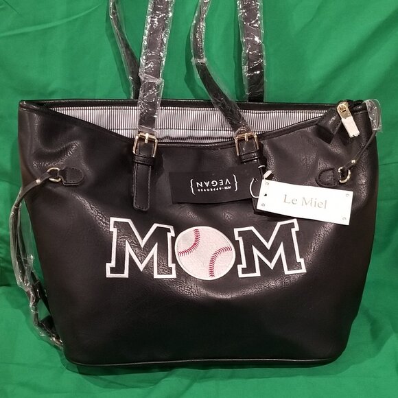 BNWT LE MEIL VEGAN LEATHER BASEBALL MOM BAG - Picture 1 of 5